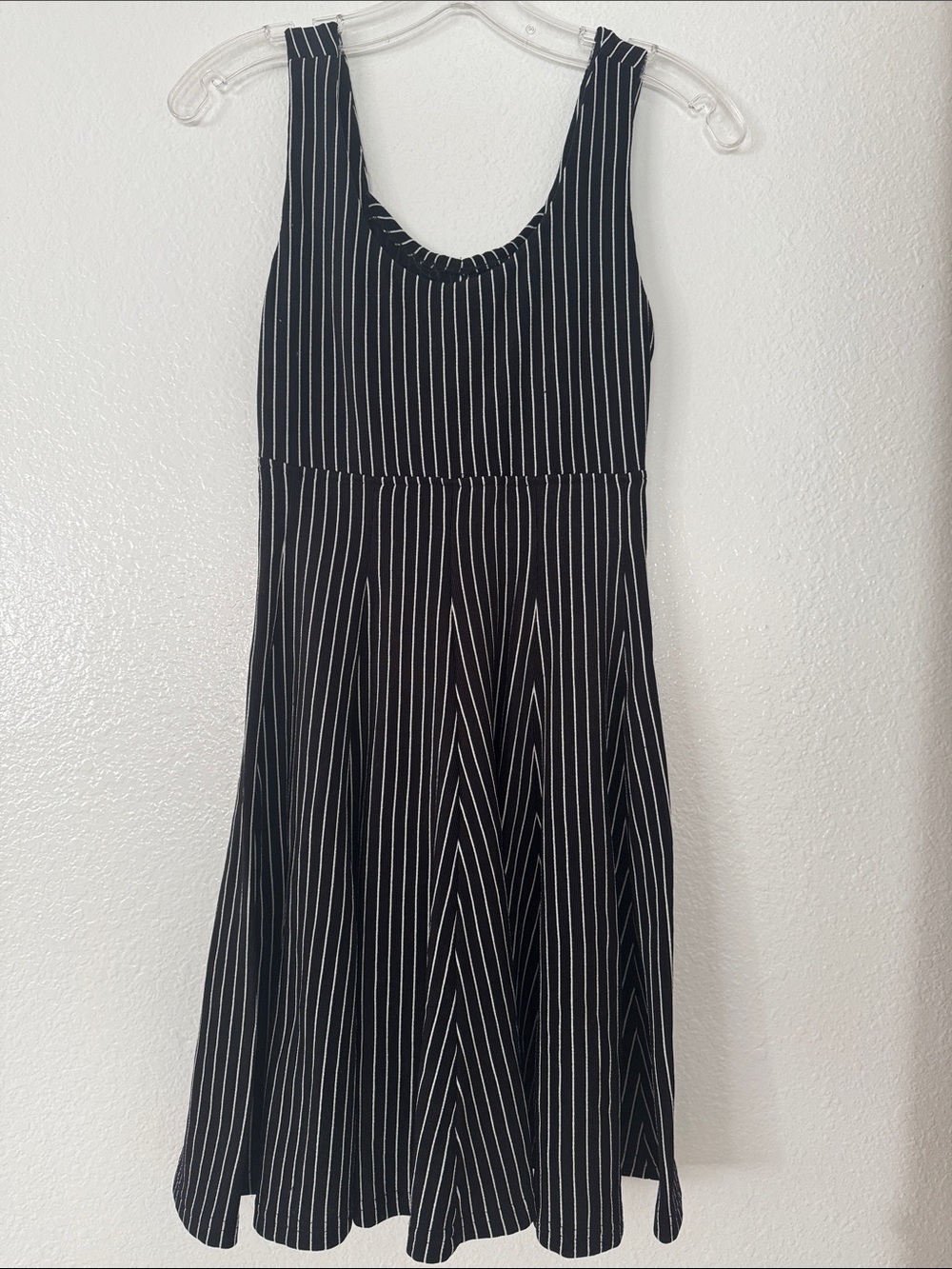 Sleeveless Black Pinstripe Midi Sundress